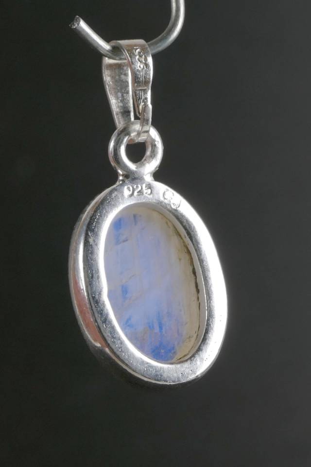 Rainbow Moonstone Cabochon Sterling Silver Pendant 2.5g,unique