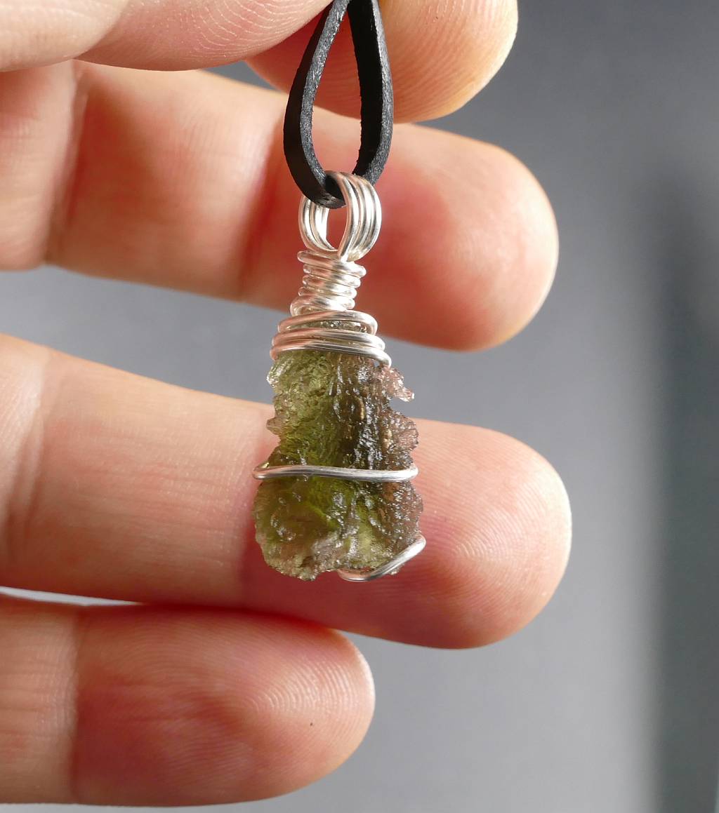 Moldavite and Herkimer Diamond Pendant – Rocks and Gems Canada