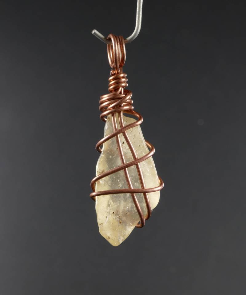 Wire Wrapped Copper Necklace with Seraphinite Bead. Sun Pendant with Seraphinite. | DmitriyBrovkoJewelry