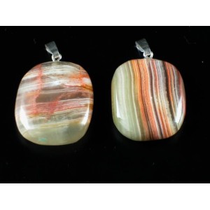 Natural Onyx Marble Fine Oval Shape 925 Silver Bail Pendant (1pc) - Random pick | PENDANT-WORLD.COM | Buy at $10.95