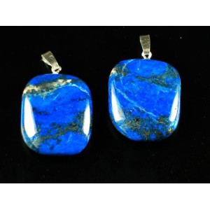 Lapis Lazuli Tumbled Stone 925 Silver Bail Pendant (1pc) - Random pick | PENDANT-WORLD.COM | Buy at $15.95