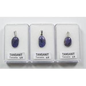 Rare Natural Blue TANZANITE Tumbled Stone 925 Silver Bail Pendant (1pc) - Random pick | PENDANT-WORLD.COM | Buy at $19.99