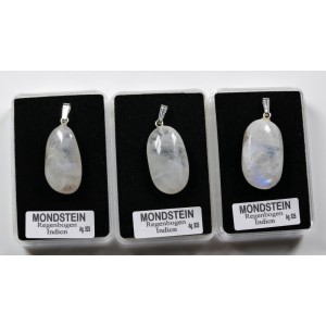 Indian Rainbow MOONSTONE Tumbled Stone 925 Silver Bail Pendant (1pc) - Random pick | PENDANT-WORLD.COM | Buy at $14.95