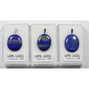 Lapis Lazuli fine oval shape tumbled stone 925 silver pendant (1pc) - Random pick | PENDANT-WORLD.COM | Buy at $15.95