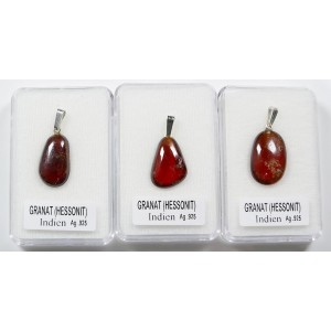 Gem Quality Indian Garnet HESSONITE Tumbled Stone 925 Silver Bail Pendant (1pc) - Random pick | PENDANT-WORLD.COM | Buy at $17.95