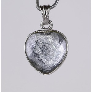 Rare Iron Meteorite Muonionalusta 12 mm Heart Shape Sterling Silver Pendant (1pc) | PENDANT-WORLD.COM | Buy at $165