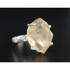 Raw Gem Quality Libyan Desert Glass Sterling Silver Ring size 58 (US 8 1/2),unique | PENDANT-WORLD.COM | Buy at $86