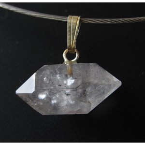 Tibetan Quartz Natural Double End Crystal 925 Silver Bail Pendant,unique | PENDANT-WORLD.COM | Buy at $17.95