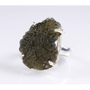 Fine Jewelry Shape Raw Moldavite Sterling Silver Ring,size 50 (US 5 3/8),unique | PENDANT-WORLD.COM | Buy at $228