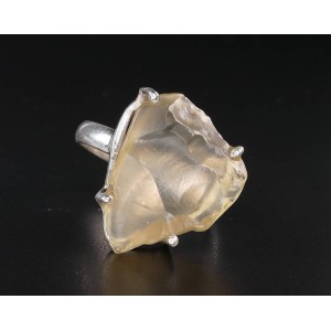 Raw Gem Quality Libyan Desert Glass Sterling Silver Ring size 62 (US 10),unique | PENDANT-WORLD.COM | Buy at $82