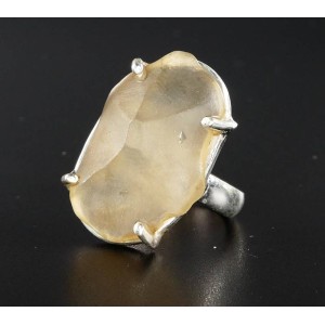 Raw Gem Quality Libyan Desert Glass Sterling Silver Ring size 53 (US 6 1/2),unique | PENDANT-WORLD.COM | Buy at $79