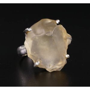 Raw Gem Quality Libyan Desert Glass Sterling Silver Ring size 52 (US 6 1/4),unique | PENDANT-WORLD.COM | Buy at $84