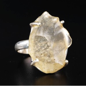 Raw Gem Quality Libyan Desert Glass Sterling Silver Ring size 60 (US 9 3/8),unique | PENDANT-WORLD.COM | Buy at $79