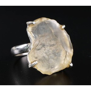 Raw Gem Quality Libyan Desert Glass Sterling Silver Ring size 61 (US 9 5/8),unique | PENDANT-WORLD.COM | Buy at $82