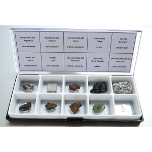Meteorite and Tektite Starter Set Collection of 10 Specimens | IRON METEORITES CHONDRITES TEKTITES MOLDAVITE RARE LUNAR METEORITE | PENDANT-WORLD.COM | Buy at $229.95