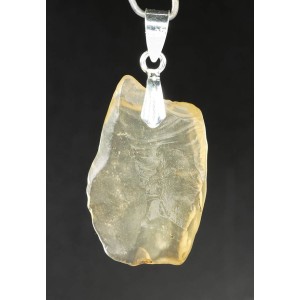 Gem Quality Libyan Desert Glass Tektite Sterling Silver Swivel Bail Pendant 2.9 gram,unique | PENDANT-WORLD.COM | Buy at $52