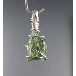 Natural Raw MOLDAVITE Pendant Copper Silver Plated Wire Wrap,unique | PENDANT-WORLD.COM | Buy at $57.99