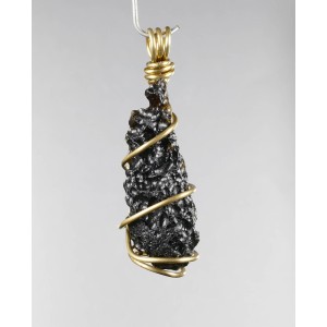 Tibetan Black Tektite Tear Drop Copper Gold Plated Wire Wrap Pendant,unique | PENDANT-WORLD.COM | Buy at $22.85