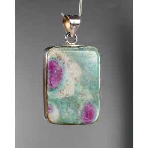 Contrast Ruby Crystal in Fuchsite Sterling Silver Pendant 11.2 gram,unique | PENDANT-WORLD.COM | Buy at $59
