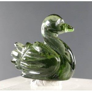 Hand Carved Gem Quality Moldavite Duck Carving 11 cts / 2.2 gram,unique | PENDANT-WORLD.COM | Buy at $248