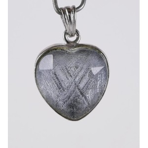 Rare Iron Meteorite Muonionalusta 14 mm Heart Shape Sterling Silver Pendant (1pc) | PENDANT-WORLD.COM | Buy at $179