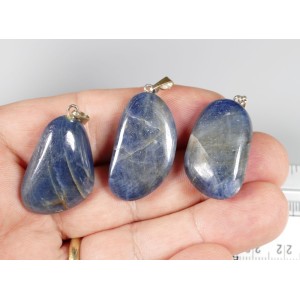 BLUE SAPPHIRE Large Tumbled Stone 925 Silver Bail Pendant | 1 pc - Random pick | PENDANT-WORLD.COM | Buy at $34.95