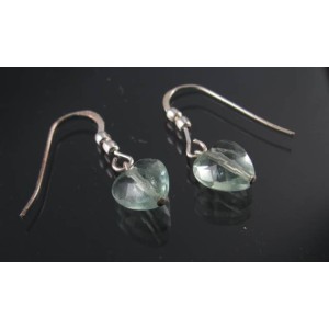 Fluorite Small Faceted Hearts Sterling Silver Earrings,unique | PENDANT-WORLD.COM | Buy at $11.95