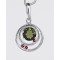 Faceted Moldavite Pendant Sterling Silver 7 mm Round Cut with Garnet (1 pc) | PENDANT-WORLD.COM | Buy at $105